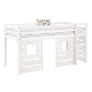 Cama media alta madera maciza  blanco 90x200 cm