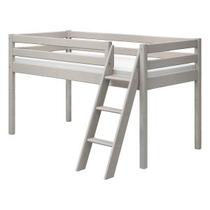 Cama media altura con escalera inclinada pino macizo gris 9…