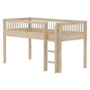 Cama media altura con escalera recta pino macizo marrón 90x…