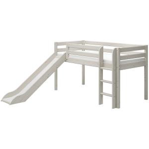 Cama media altura con escalera y tobogán pino macizo blanco…