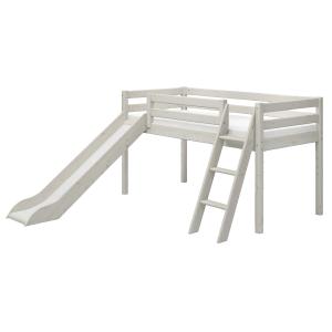 Cama media altura con tobogán y escalera pino macizo blanco…