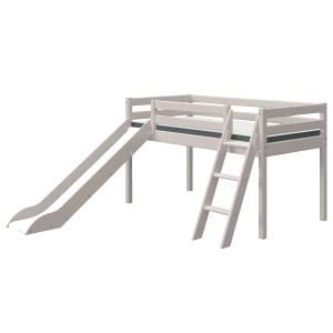 Cama media altura con tobogán y escalera pino macizo gris 9…