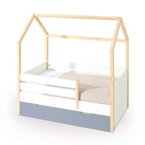 Cama Montessori 70x140 cm madera con cajones azul