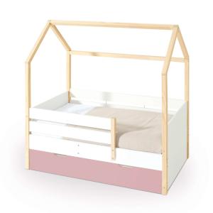 Cama Montessori 70x140 cm madera con cajones rosa