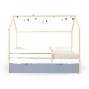 Cama Montessori 90x200 cm madera con nido azul