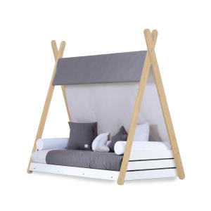 Cama montessori madera 90x200 cm con colchón y textil stone…