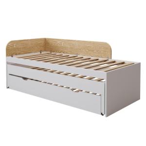 Cama nido 3 plazas madera maciza  blanco y madera 90x200 cm