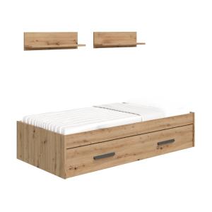 Cama nido 90x190 con cama supletoria de arrastre en roble n…