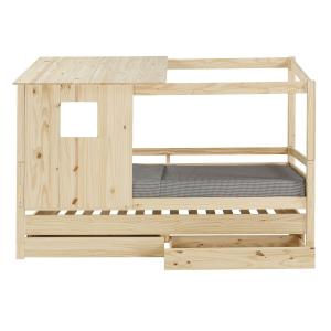 Cama nido con casita madera maciza 90x200 cm