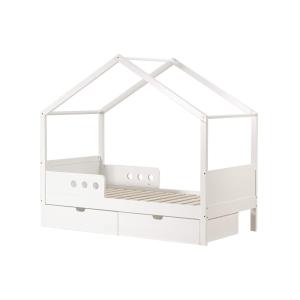 Cama para niños 160x80 cm de madera blanca con 2 cajones