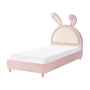 Cama para niños de tejido rosa 90x200