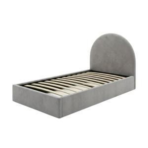 Cama tapizada con almacenamiento aglomerado gris 96x97x205cm