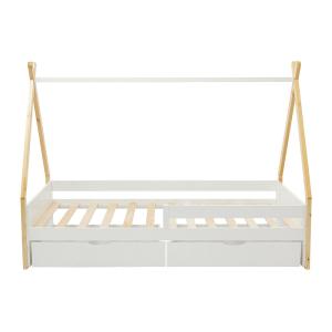 Cama tipi pino color natural claro, blanco 90 x 190 cm