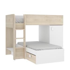 Cama tren 253x150x111 cm natural y blanco