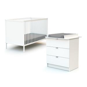 Cama y cambiador para bebé madera blanco alba