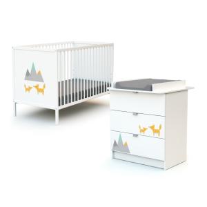 Cama y cambiador para bebé renard madera blanco alba