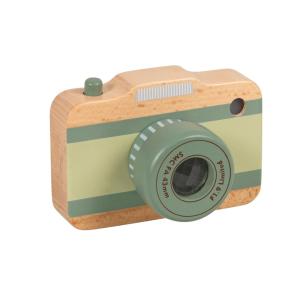 Cámara de fotos de juguete de madera de haya verde, beige y…