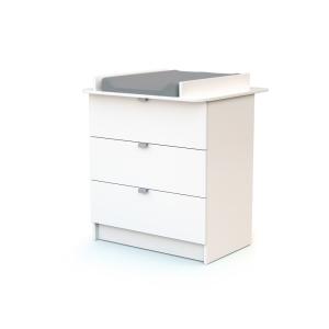 Cambiador de 3 cajones madera blanco alba