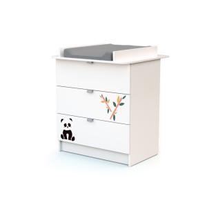 Cambiador de 3 cajones panda madera blanco alba