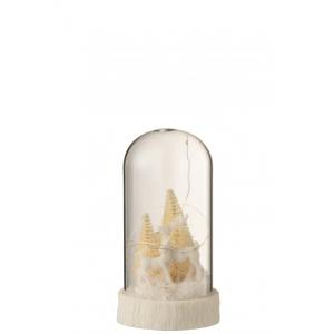 Campana alta led ciervos cristal/resina blanco alt. 17 cm