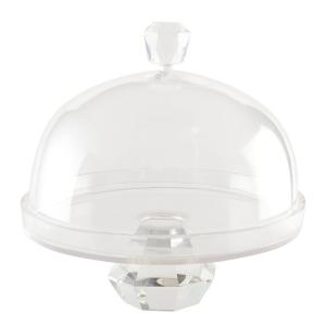 Campana para pasteles sobre pie diamante en vidrio