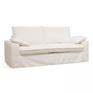 Canapé de 3 plazas en tela texturizada color blanco