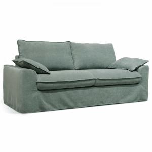 Canapé de 3 plazas en tela texturizada verde gris