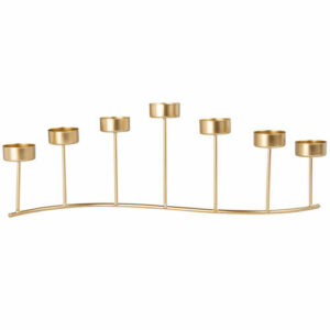 Candelabro con 7 portavelas de metal dorado