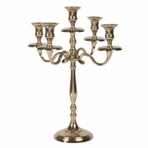 Candelabro de 5 brazos de metal dorado