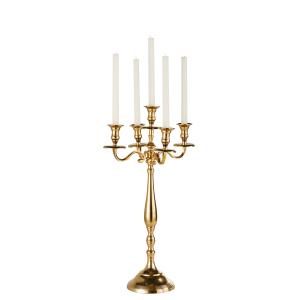 Candelabro de 5 brazos de metal dorado