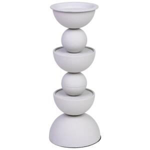 Candelabro de metal blanco 12.5x12.5x32h cm