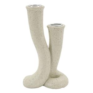 Candelabro de metal color crema cm 10x6,5x17,5