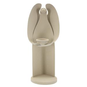 Candelabro de metal color crema cm 12,5x10x30