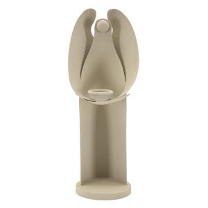 Candelabro de metal color crema cm 13x11,5x37,5