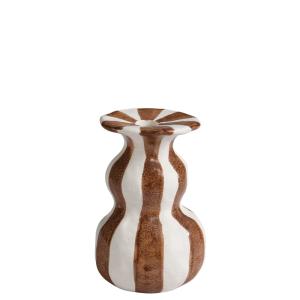 Candelabro decorativo de cerámica artesanal marrón y blanco…