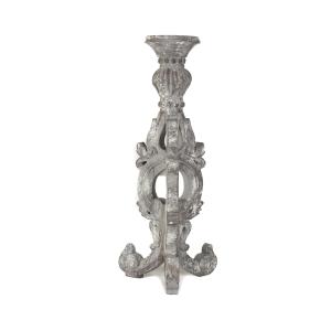 Candelabro madera gris patinada 46x19 cm