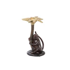 Candelabro marron de poliresina 17x16x26cm