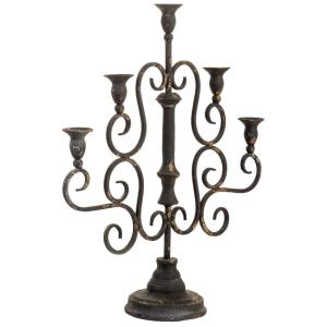 Candelabro metal para 5 velas envejecido 45,5x13,5x48,5h cm
