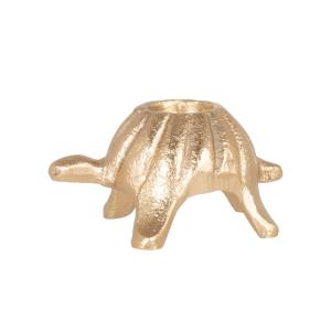 Candelero con forma de tortuga de aluminio dorado