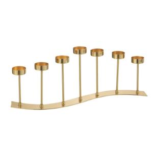 Candelero curvo 7 velas en metal dorado 48x10x48 cm