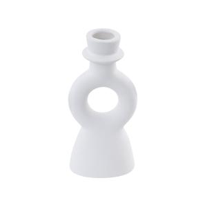 Candelero de cerámica blanco crema 17 cm