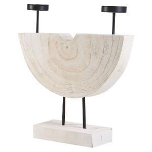 Candelero madera 35 cm blanco