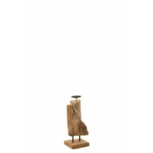 Candelero tronco teca madera natural alt. 35 cm