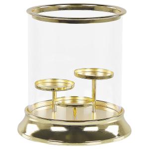 Candelero vidrio 24 cm dorado