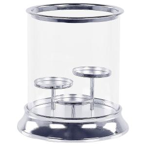Candelero vidrio 24 cm plateado