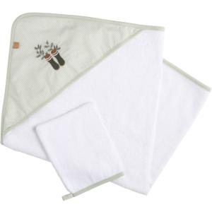 Capa de baño 75x75cm más guante blanco de algodón