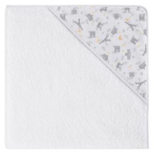 Capa de baño bebe con capucha. 100% algodón francia gris