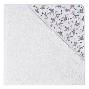 Capa de baño bebe con capucha. 100% algodón francia malva