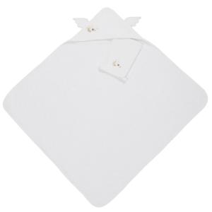Capa de baño blanca con capucha con alas 80x80 cm