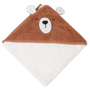 Capa de baño de algodón orgánico marrón con capucha de oso…